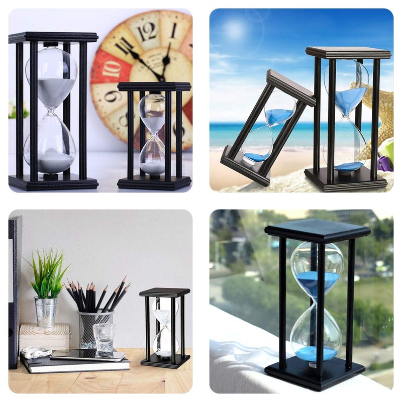 Lodunsyr Hourglass Timer for 60 Minutes Sandglass Timer for Kitchen Living Room Home Bedroom Party Festival School Game Sand Timer (Black Frame White Sand) - Image 5